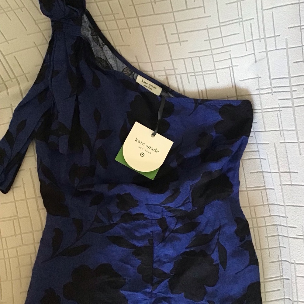Kate Spade One-Shoulder jumpsuit in Blue and Black